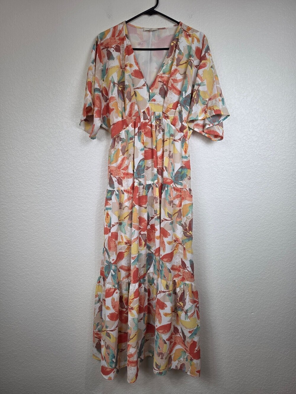 Anthropologie Entro Floral V-Neck Maxi Dress Size Small